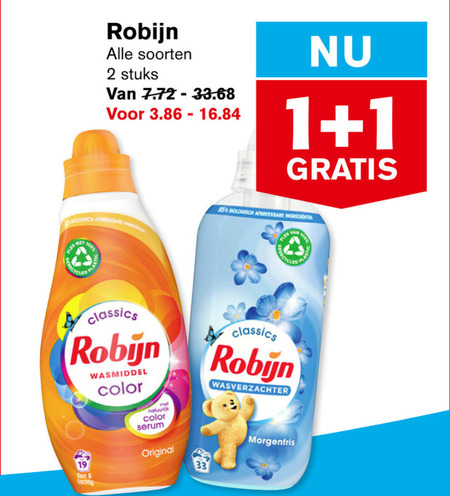 Robijn   wasmiddel, wasverzachter folder aanbieding bij  Hoogvliet - details