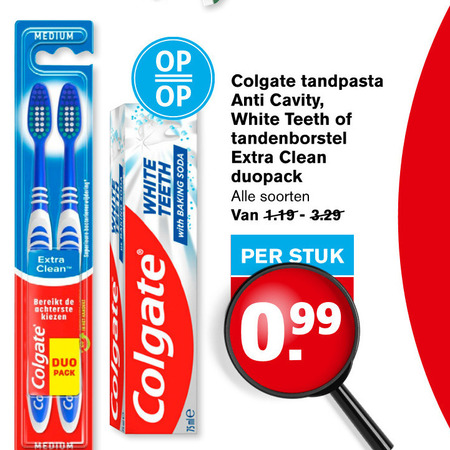 Colgate   tandpasta, tandenborstel folder aanbieding bij  Hoogvliet - details