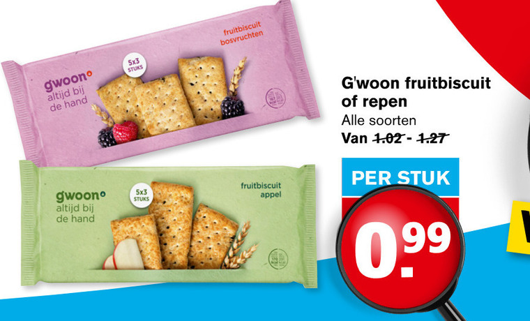 Gwoon   fruitbiscuit folder aanbieding bij  Hoogvliet - details