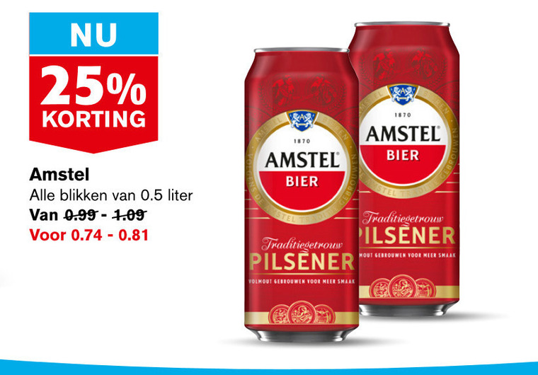 Amstel   blikje bier folder aanbieding bij  Hoogvliet - details