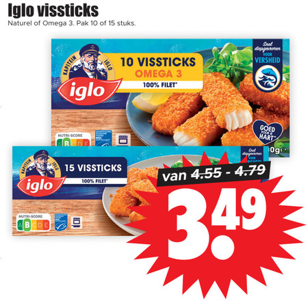 Iglo   vissticks folder aanbieding bij  Dirk - details