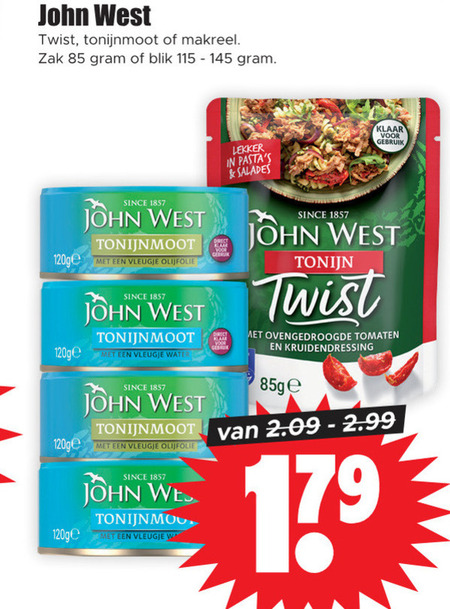 John West   tonijn in blik folder aanbieding bij  Dirk - details