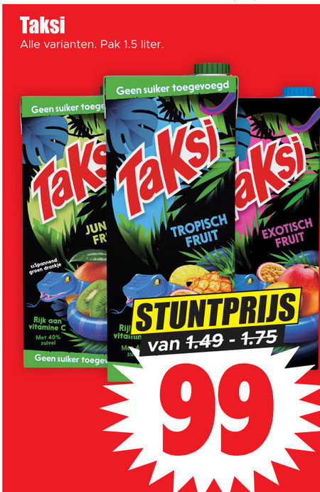 Taksi   fruitdrank folder aanbieding bij  Dirk - details