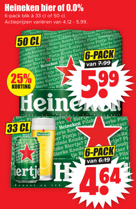 Heineken   blikje bier folder aanbieding bij  Dirk - details