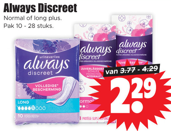 Always   maandverband, inlegkruisjes folder aanbieding bij  Dirk - details