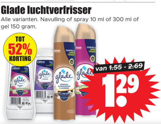 Glade   luchtverfrisser folder aanbieding bij  Dirk - details