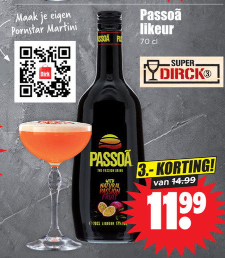 Passoa   likeur folder aanbieding bij  Dirk - details