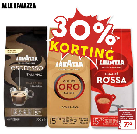 Lavazza   koffie, koffiebonen folder aanbieding bij  MCD Supermarkt Basis - details