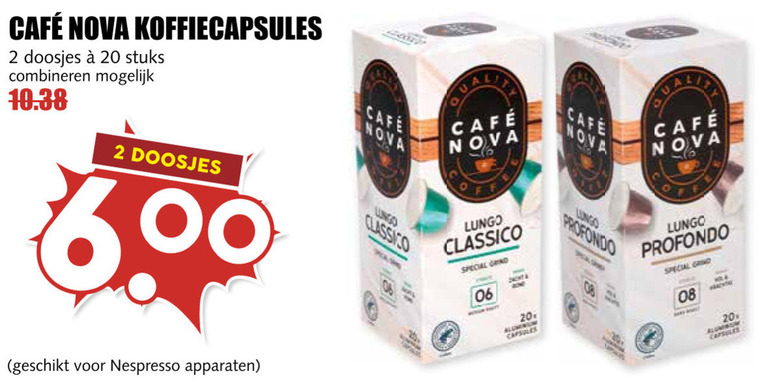 Cafe Nova   koffiecups folder aanbieding bij  MCD Supermarkt Basis - details