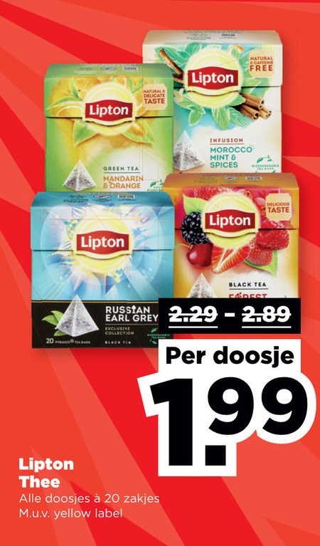 Lipton   thee folder aanbieding bij  Plus - details