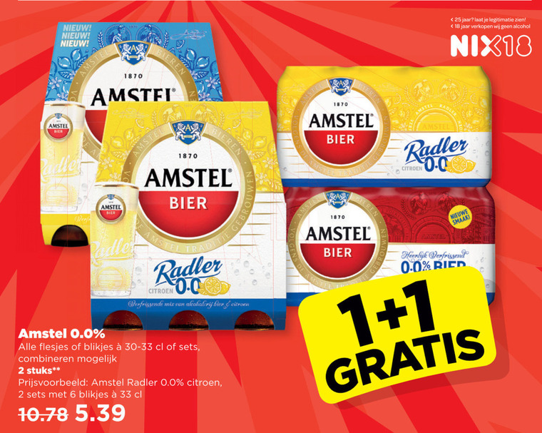 Amstel   alcoholvrij bier folder aanbieding bij  Plus - details