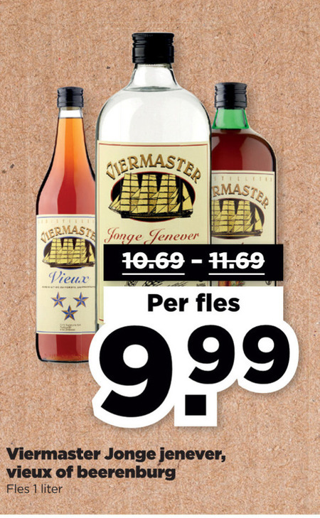 Viermaster   jenever, berenburg folder aanbieding bij  Plus - details