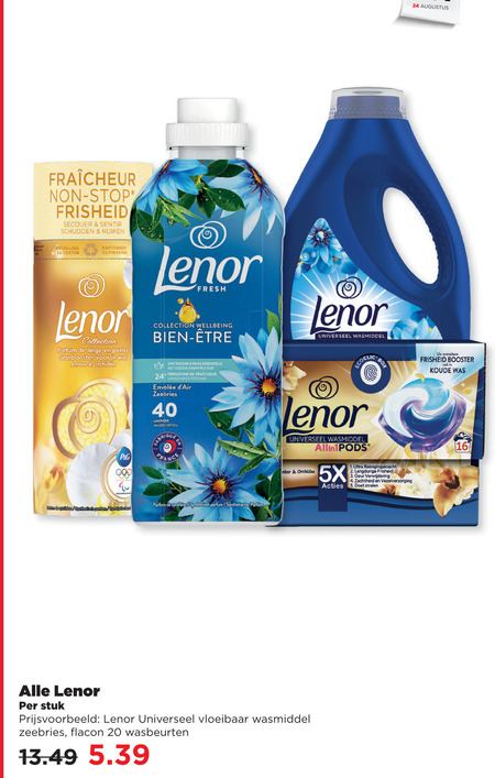 Lenor   wasmiddel, wasverzachter folder aanbieding bij  Plus - details