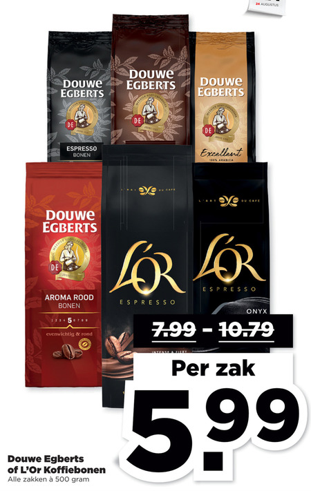 Douwe Egberts   koffiebonen folder aanbieding bij  Plus - details