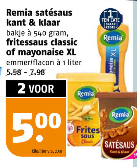 Remia   satesaus, fritessaus folder aanbieding bij  Poiesz - details