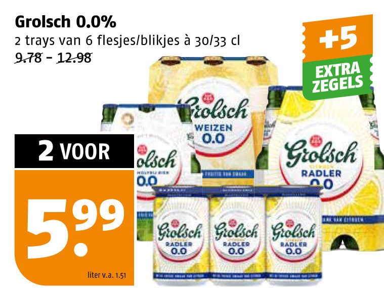 Grolsch   alcoholvrij bier folder aanbieding bij  Poiesz - details