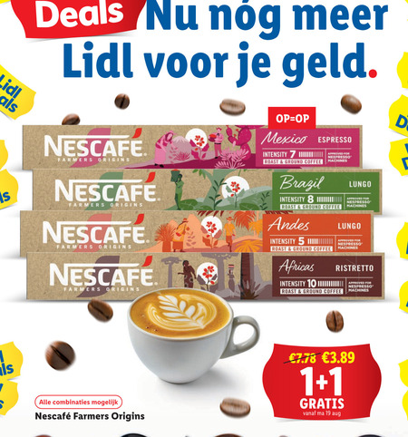 Nescafe   koffiecups folder aanbieding bij  Lidl - details