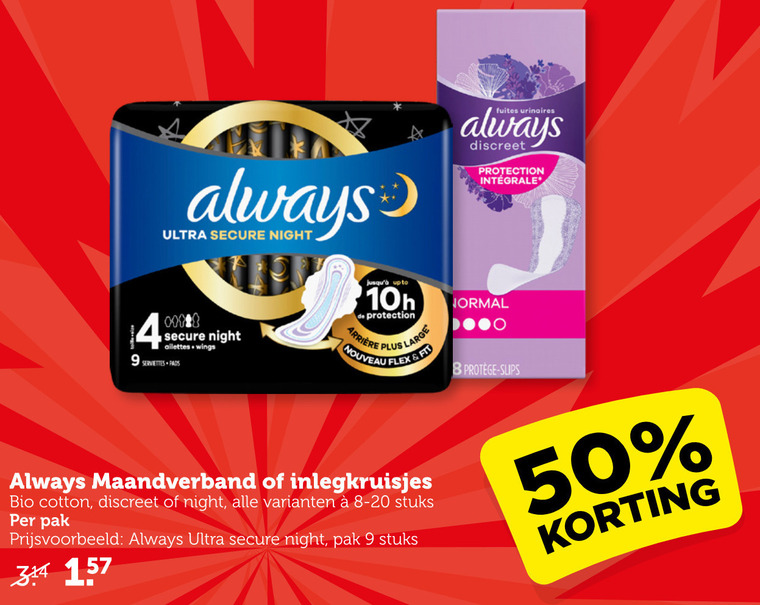 Always   inlegkruisjes, maandverband folder aanbieding bij  Coop - details