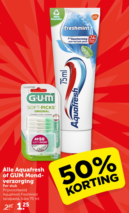 Aquafresh   mondverzorging, tandpasta folder aanbieding bij  Coop - details