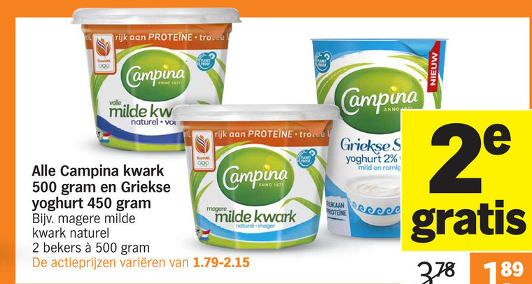 Campina   kwark, yoghurt folder aanbieding bij  Albert Heijn - details