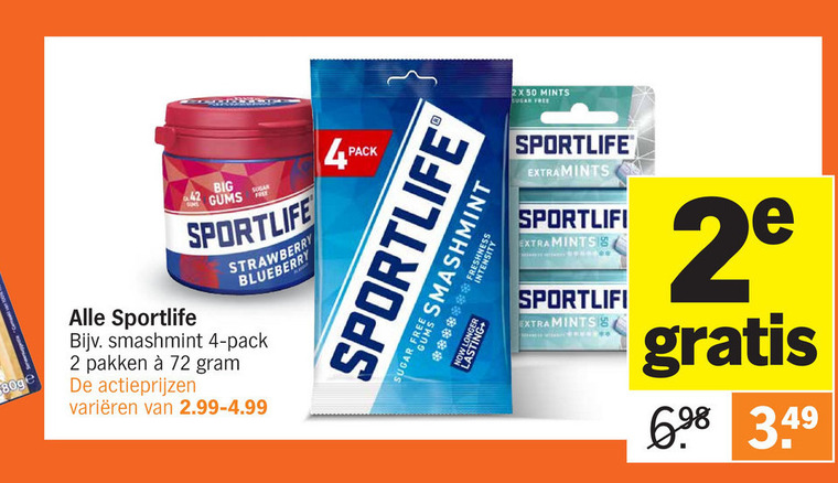 Sportlife   kauwgom folder aanbieding bij  Albert Heijn - details