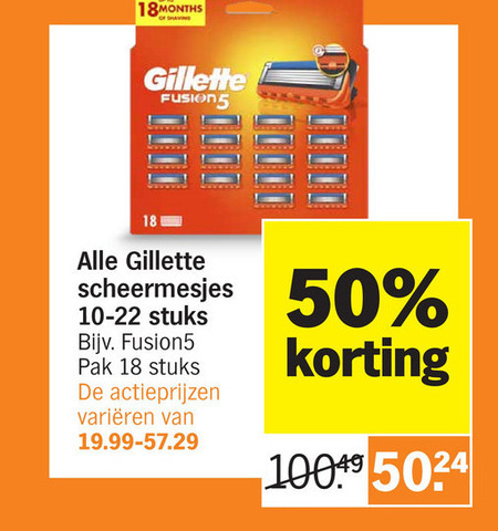 Gillette   scheermesjes folder aanbieding bij  Albert Heijn - details