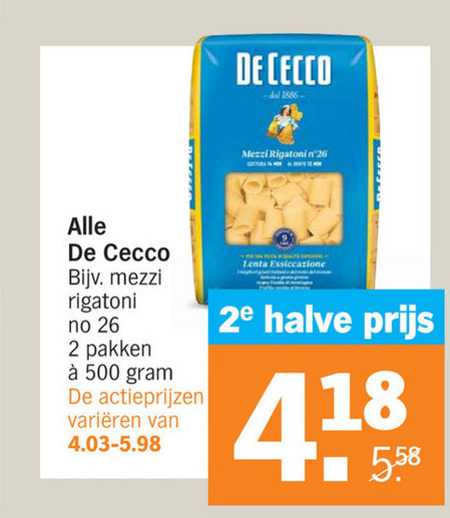 De Cecco   pasta folder aanbieding bij  Albert Heijn - details