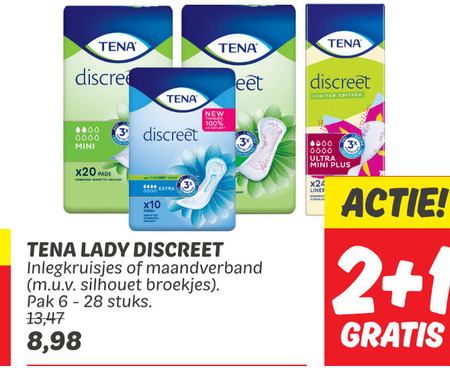 Tena Lady   incontinentieverband, inlegkruisjes folder aanbieding bij  Dekamarkt - details