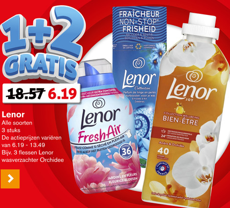 Lenor   wasverzachter, wasmiddel folder aanbieding bij  Hoogvliet - details