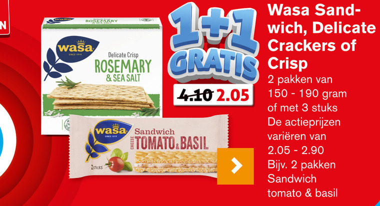 Wasa   knackebrod, crackers folder aanbieding bij  Hoogvliet - details