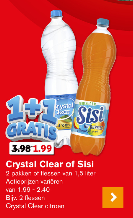 Crystal Clear   fruitdrank, frisdrank folder aanbieding bij  Hoogvliet - details