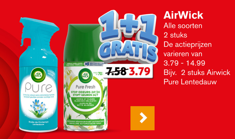 Airwick   luchtverfrisser folder aanbieding bij  Hoogvliet - details