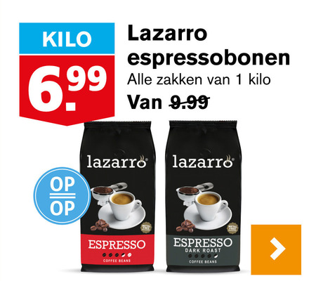 Lazarro   koffiebonen folder aanbieding bij  Hoogvliet - details