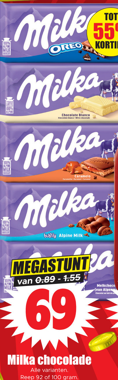 Milka   chocolade folder aanbieding bij  Dirk - details