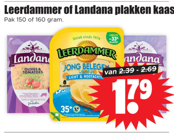 Leerdammer   kaasplakken folder aanbieding bij  Dirk - details