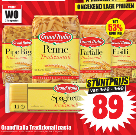 Grand Italia   farfalle, pasta folder aanbieding bij  Dirk - details