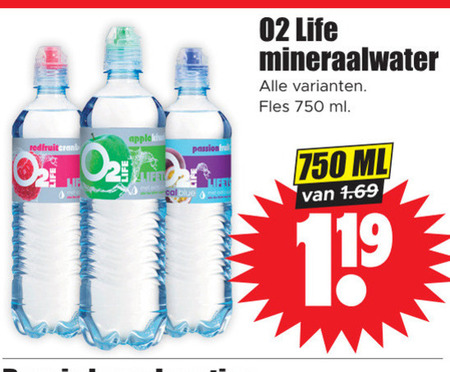 O2 Life   mineraalwater folder aanbieding bij  Dirk - details