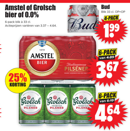 Grolsch   blikje bier folder aanbieding bij  Dirk - details