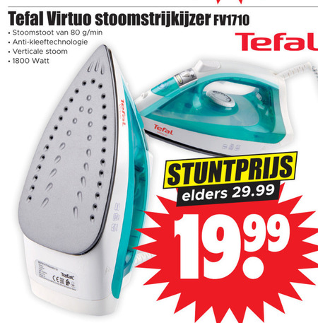 Tefal   stoomstrijkijzer folder aanbieding bij  Dirk - details