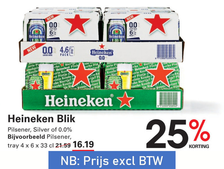 Heineken Silver   blikje bier folder aanbieding bij  Sligro - details