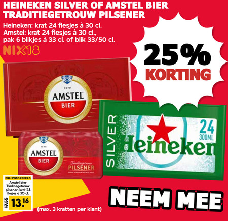 Heineken Silver   blikje bier, krat bier folder aanbieding bij  MCD Supermarkt Basis - details