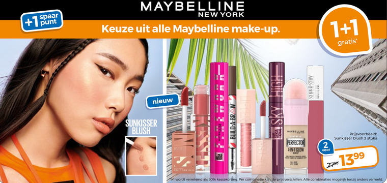 Maybelline   mascara folder aanbieding bij  Trekpleister - details