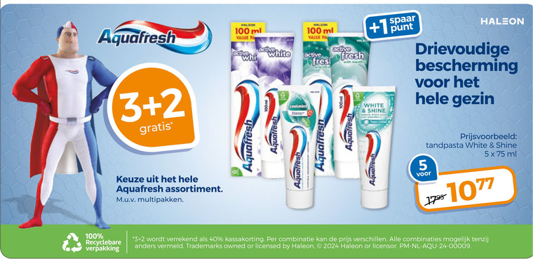 Aquafresh   tandpasta folder aanbieding bij  Trekpleister - details