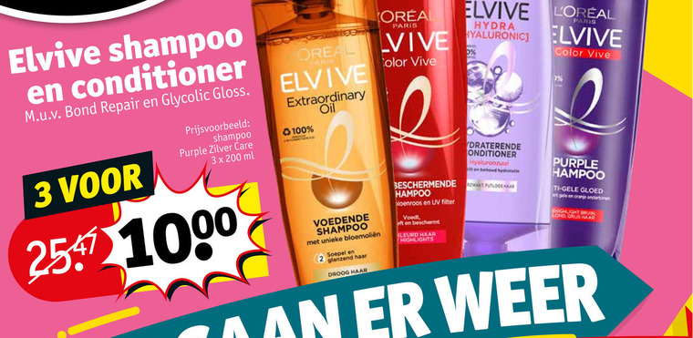 Elvive   conditioner, shampoo folder aanbieding bij  Kruidvat - details