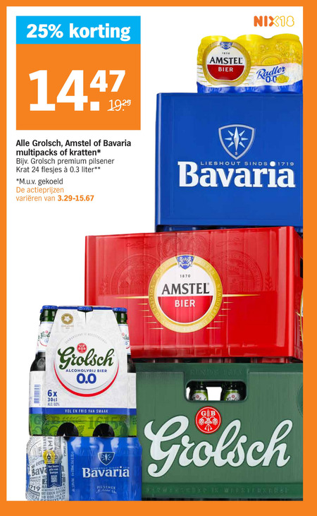 Bavaria   krat bier, blikje bier folder aanbieding bij  Albert Heijn - details