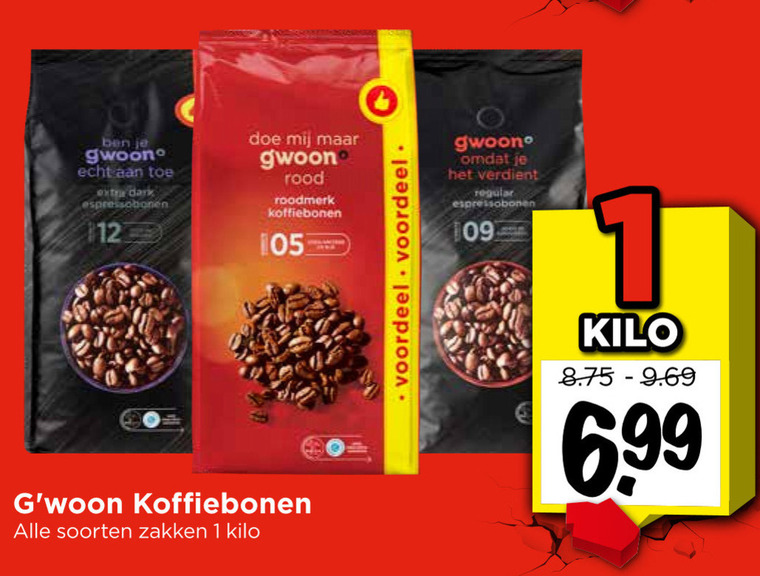 Gwoon   koffiebonen folder aanbieding bij  Vomar - details