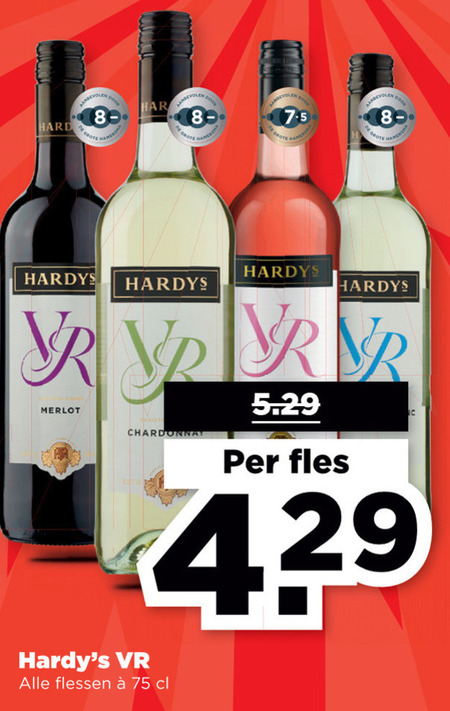 Hardys   rode wijn, witte wijn folder aanbieding bij  Plus - details