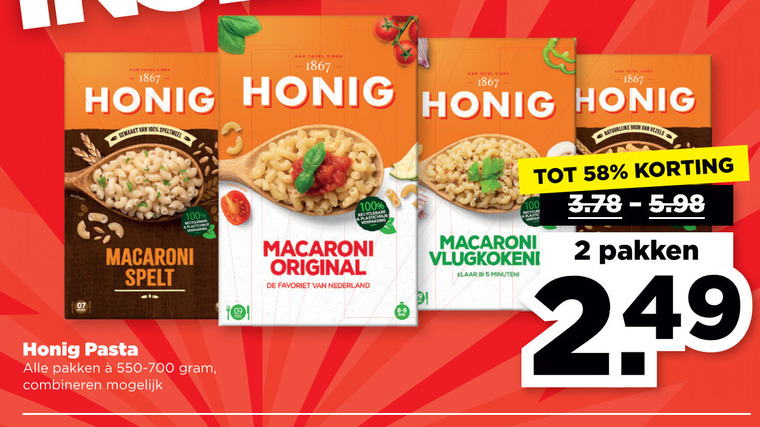 Honig   pasta folder aanbieding bij  Plus - details