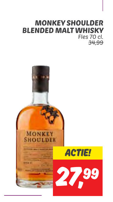 Monkey Shoulder   whisky folder aanbieding bij  Dekamarkt - details