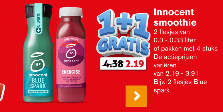 Innocent   fruitsmoothie folder aanbieding bij  Hoogvliet - details